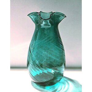 Vintage Environments For St. Moritz Recycled Handcrafted Green Mexico Glass Vase